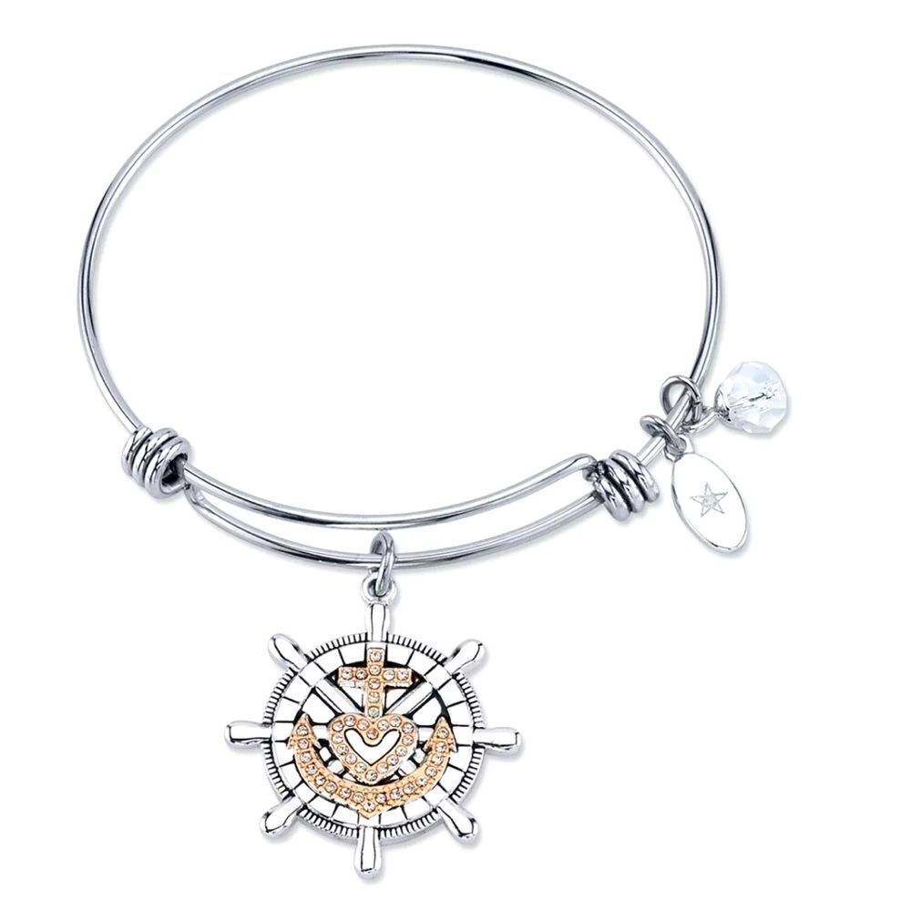 Faith Makes All Things Possible"Anchor Bangle Bracelet Stainless Steel
